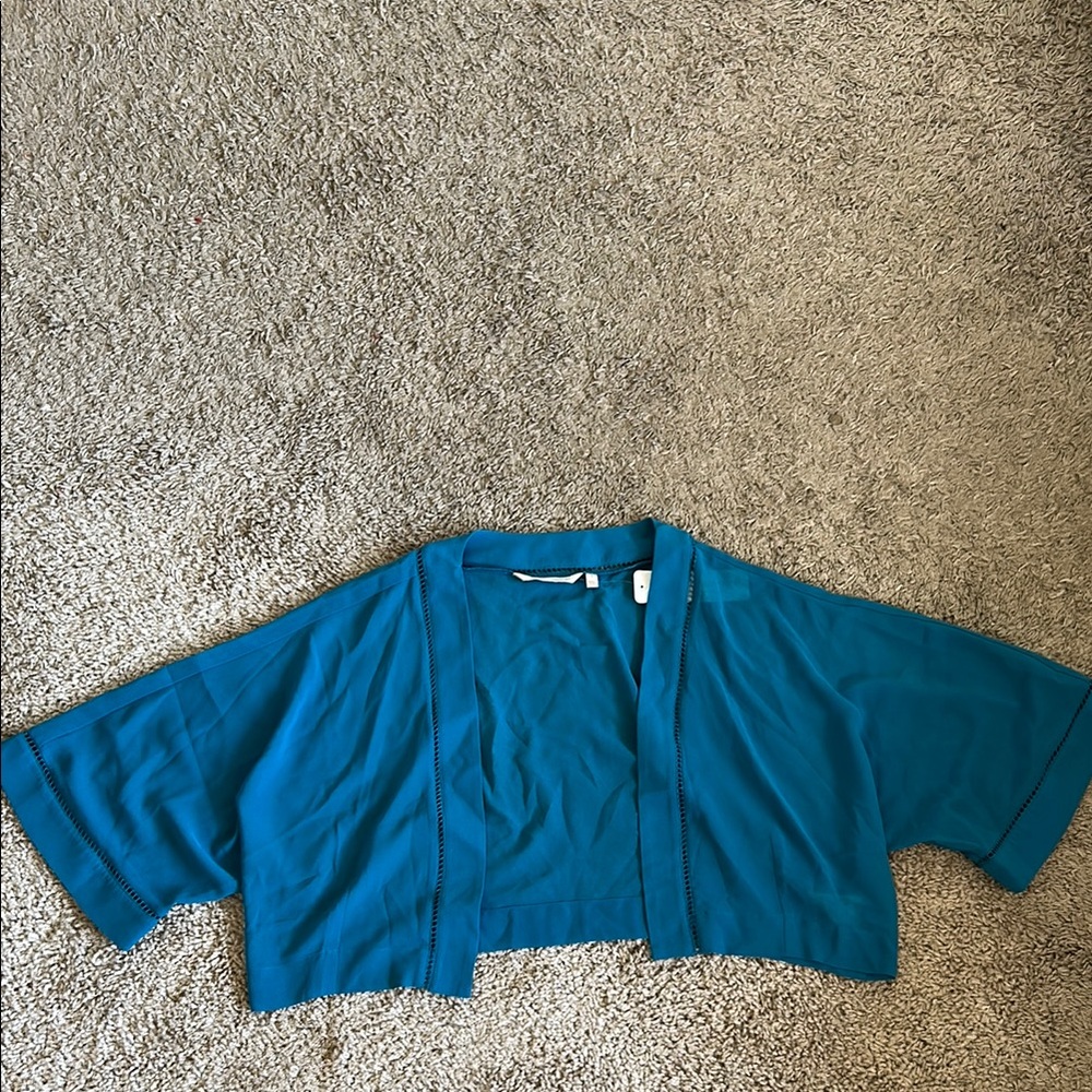 Soft Surroundings Teal Open-Front Blouse